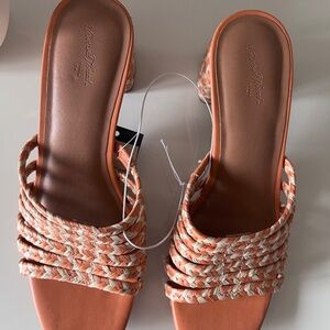 Universal‎ Thread New Orange Sandals Braided Low Heel Summer Sandals Size 8